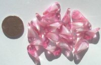 25 18x9mm Pink & White Givre Paddle Beads
